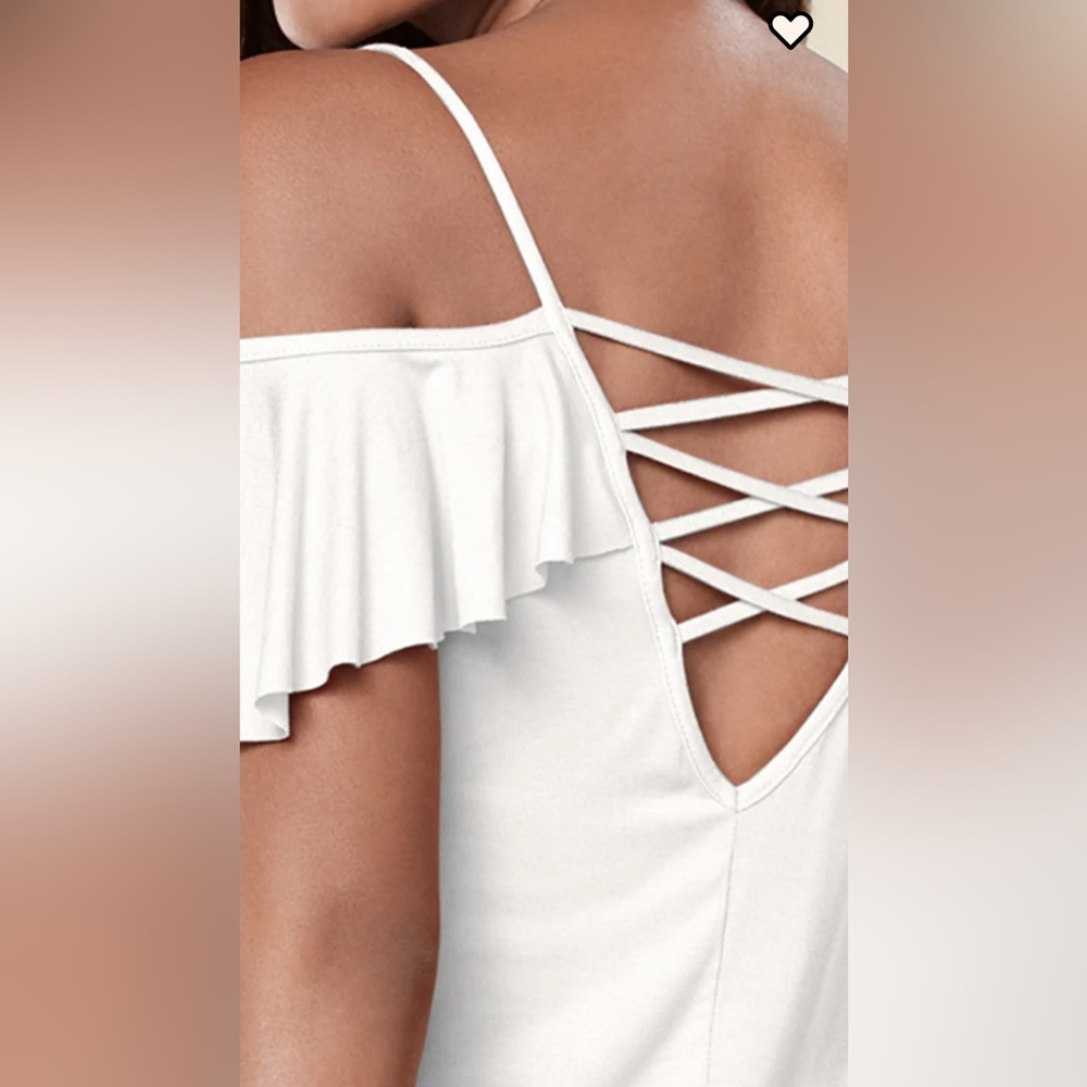 💋 VENUS - Ruffle Cold-Shoulder Top - Picture 4 of 8